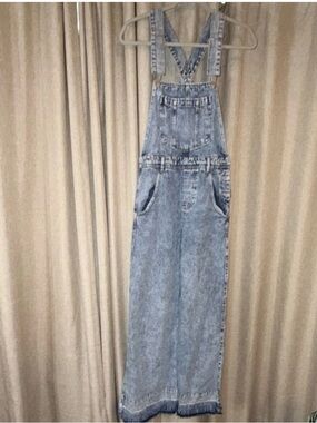 We The Free Light Blue Denim Overalls Jumpsuit